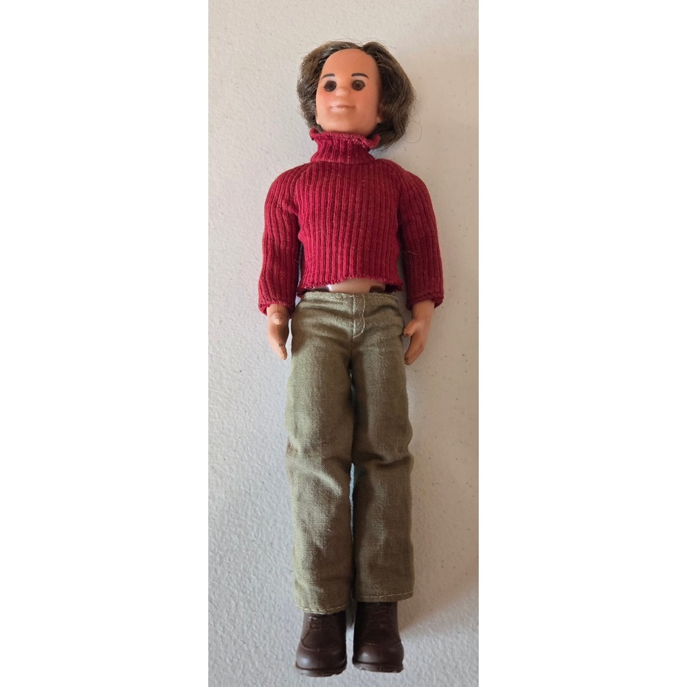 Vintage 1973 Mattel Male Doll Red Turtleneck Green Pants Brown Boots 9 Inch